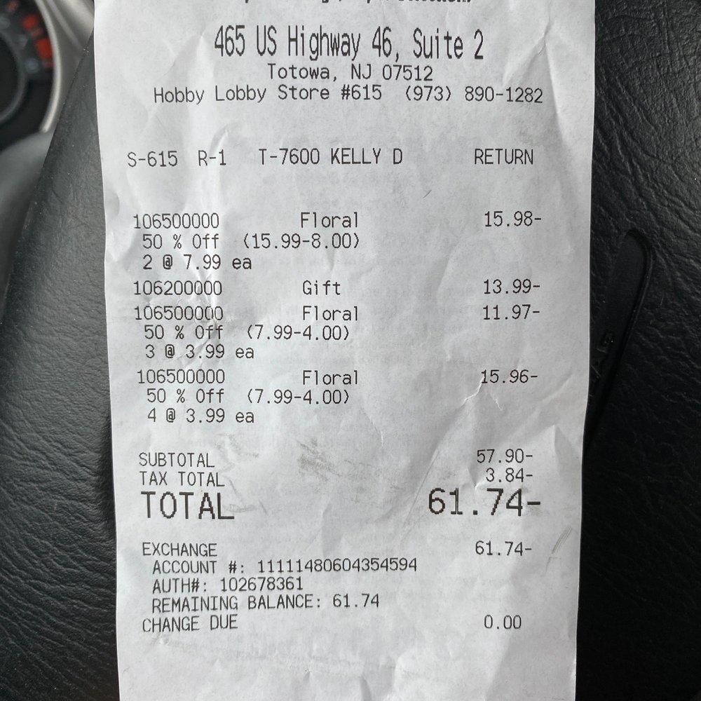 The receipt of the return.