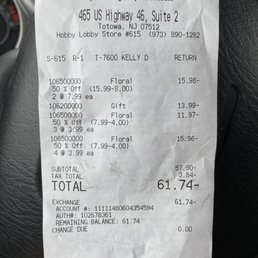 The receipt of the return.