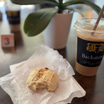 Backatown Coffee Parlour - Miel Latte iced with a cranberry and cream cheese scone sooooo - Coffee & Tea Near Me - New Orleans, Louisiana Backatown Coffee Parlour - Miel Latte iced with a cranberry and cream cheese scone sooooo - Coffee & Tea Near Me - New Orleans, Louisiana