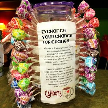 Cahoots Coffee Cafe - Have you spotted these around town? Exchange your change for Change was an idea started by our very own teen Cahooters. - Coffee & Tea Near Me - Angola, Indiana Cahoots Coffee Cafe - Have you spotted these around town? Exchange your change for Change was an idea started by our very own teen Cahooters. - Coffee & Tea Near Me - Angola, Indiana