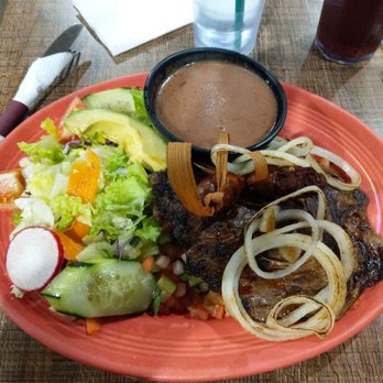 Paseo San Miguel - About to try the carne asada with chorizo plate. It comes with chimol and a salad and beans and rice. - Salvadoran Near Me - Los Angeles, California Paseo San Miguel - About to try the carne asada with chorizo plate. It comes with chimol and a salad and beans and rice. - Salvadoran Near Me - Los Angeles, California