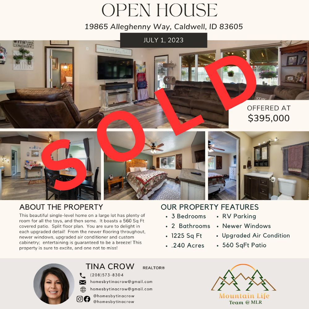 TINA CROW MOUNTAIN LIFE TEAM Updated October 2024 Contact Agent