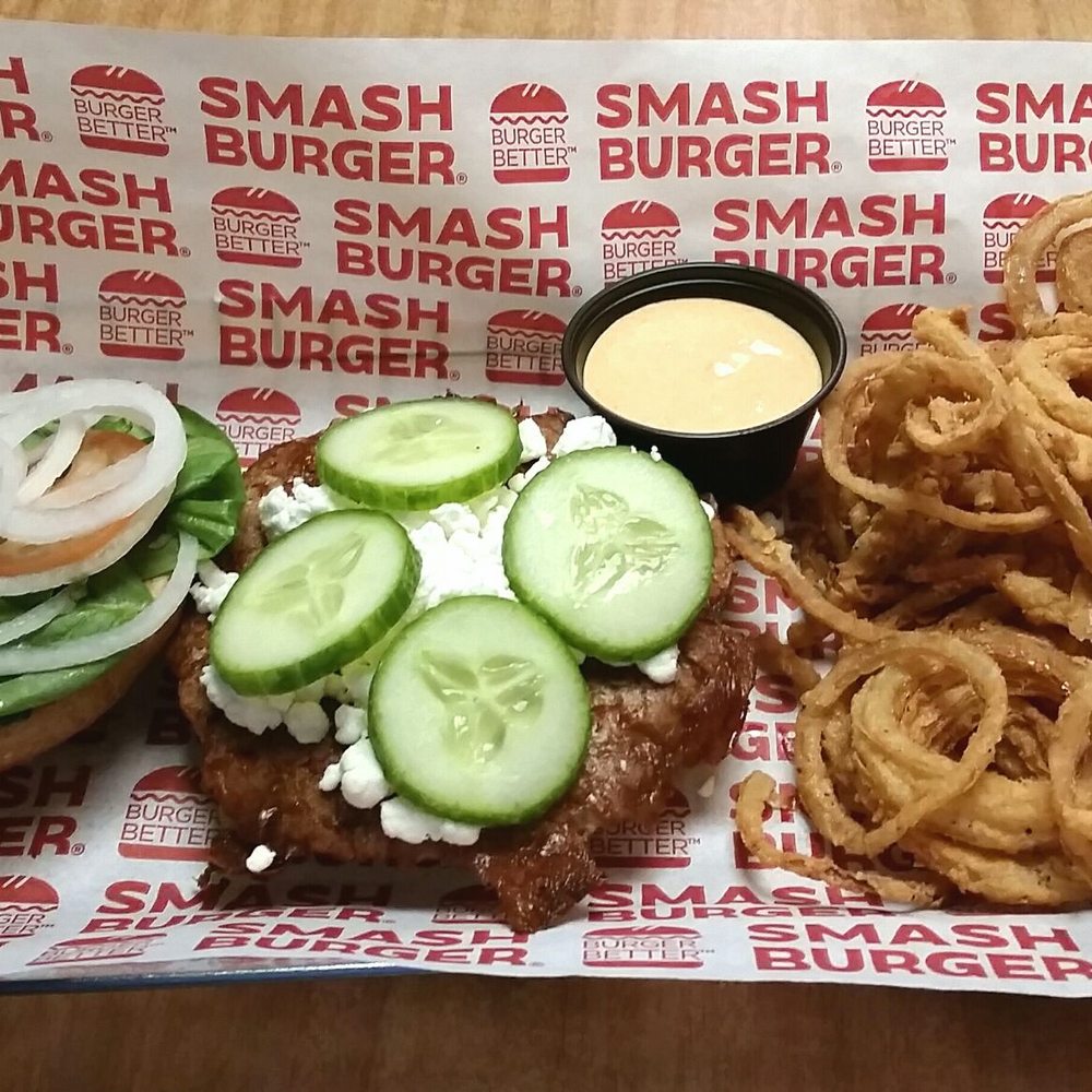 Smashburger - Turkey burger with spinach, cucumbers and goat cheese. - Burgers Near Me - Durham, North Carolina Smashburger - Turkey burger with spinach, cucumbers and goat cheese. - Burgers Near Me - Durham, North Carolina