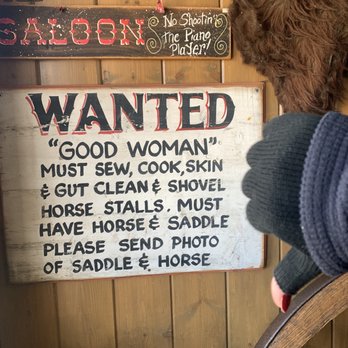 Buffalo Bill's Pahaska Cafe - Front door entry vintage sign which thank God I wasn't born in those days lol - Cafes Near Me - Golden, Colorado