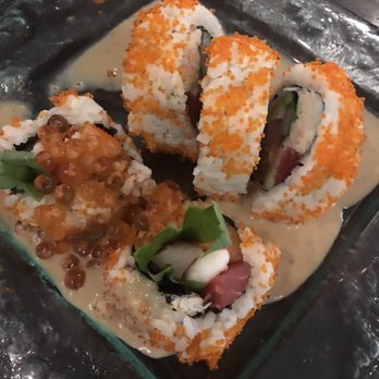 1054Togoshi - The popular 1054 Togoshi roll. (Tuna, yellowtail, salmon, crab, shrimp, kanpachi, tobiko, ikura, ooba, cucumber, avocado & sesame ponzu) $20 - Sushi Bars Near Me - Kihei, Hawaii 1054Togoshi - The popular 1054 Togoshi roll. (Tuna, yellowtail, salmon, crab, shrimp, kanpachi, tobiko, ikura, ooba, cucumber, avocado & sesame ponzu) $20 - Sushi Bars Near Me - Kihei, Hawaii