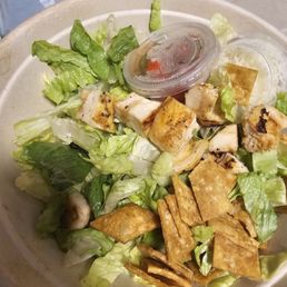 Chicken salad. Paid $3 for extra chicken and this is what I got. Barely a single portion :-( Chicken salad. Paid $3 for extra chicken and this is what I got. Barely a single portion :-(