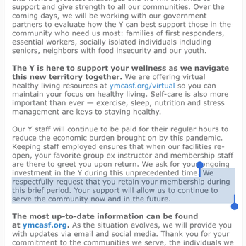 Peninsula Family YMCA - Staffs need to get paid sure but no one is answering phone calls starting before shelter in place. - Gyms Near Me - San Mateo, California
