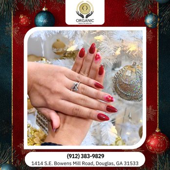 Organic - Making spirits bright, one manicure at a time! This festive design is loaded with holiday glamour and shine. Come sparkle! - Nail Salons Near Me - Douglas, Georgia
