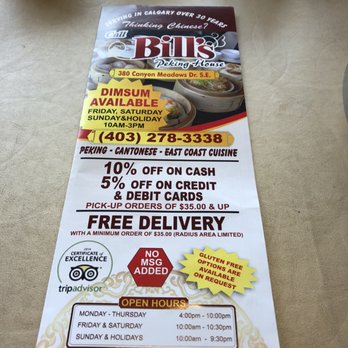Bill’s Peking House - Dim Sum Near Me - Calgary, Alberta