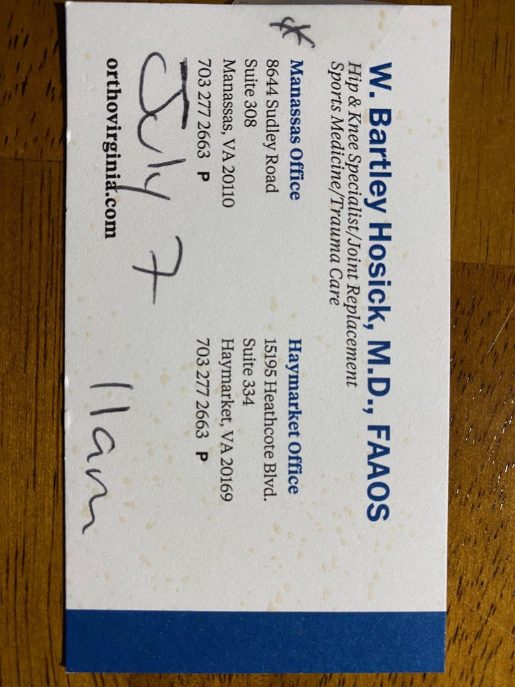 W BARTLEY HOSICK, MD ORTHOVIRGINIA Updated July 2024 15195