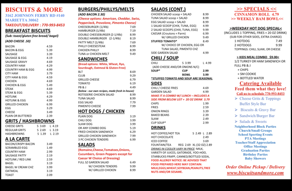 Menu photo 1 Biscuits and More Marietta, GA Menu photo 1 Biscuits and More Marietta, GA