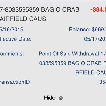 Bag O' Crab - My husband and I really thought for a second that one of us lost our debit cards and that it was fraud. - Cajun/Creole Near Me - Fairfield, California