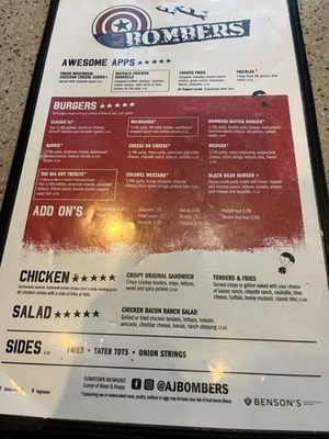 Menu photo 2 AJ Bombers Milwaukee, WI