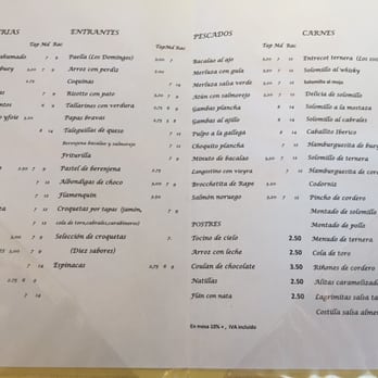 Blanco Cerrillo - Carta actualizada a día 28 de enero de 2015 - Tapas Bars Near Me - Seville, SE