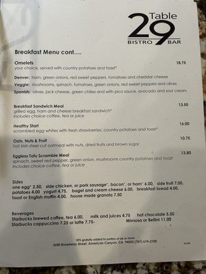 Menu photo 3 Table 29 Bistro & Bar American Canyon, CA