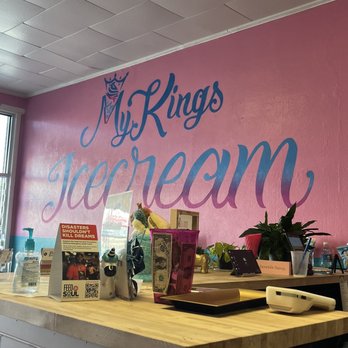 MyKings IceCream - Cute wall. I learned that the name of the shop is named after the owners son. - Desserts Near Me - Denver, Colorado