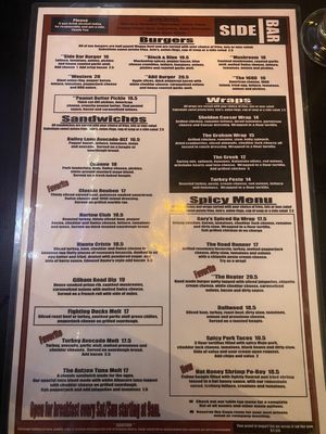 Menu photo 2 Side Bar Eugene, OR