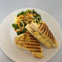 TasTea Yours - Tamagoyaki gold cheese sando with Salad