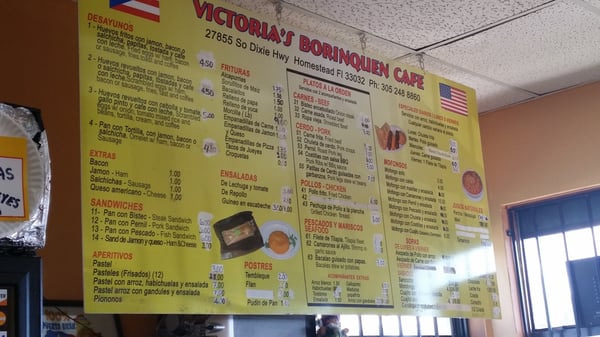 Menu photo 3 Victoria's Borinquen Cafe Homestead, FL
