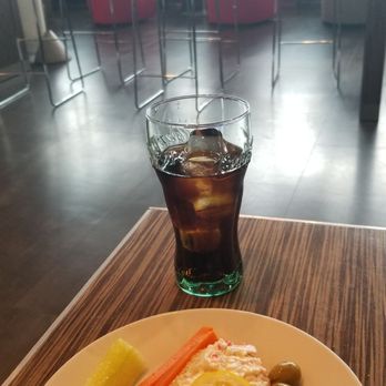 ERSTE Premier Lounge - Simple snacks for me.  Seafood open faced sandwich,  olives and veggie sticks. - Lounges Near Me - Prague, Puerto Rico