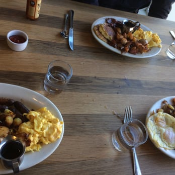 Plow - 3 orders of The Plow. one with house made pork sausage, another with Nueske's bacon, and the third with chicken apple sausage. - Breakfast & Brunch Near Me - San Francisco, California