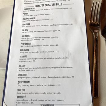The Hamilton - Hamilton's Signature Sushi menu  Half price every day from 3-6 pm and 11 pm until kitchen close - Seafood Near Me - Washington, DC, District of Columbia