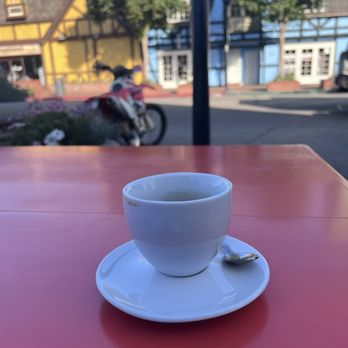 Birkholm's Bakery & Cafe - Espresso enjoyed on the outdoor seating - Bakeries Near Me - Solvang, California