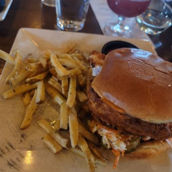 Consume - My whole meal! Fried chicken sandwich with truffle fries and garlic aioli - Cocktail Bars Near Me - Lake Zurich, Illinois Consume - My whole meal! Fried chicken sandwich with truffle fries and garlic aioli - Cocktail Bars Near Me - Lake Zurich, Illinois