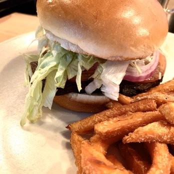 Burke's Restaurant and Bar - Juicyness- (Portobello+Lett.+On.+Toma. Burger Prepped @ Home On A Brioche & Sweet Pot. Fries) - Irish Near Me - Yonkers, New York