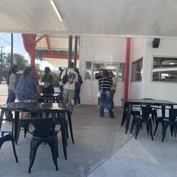 You can walk up and they have covered seating, or drive thru You can walk up and they have covered seating, or drive thru