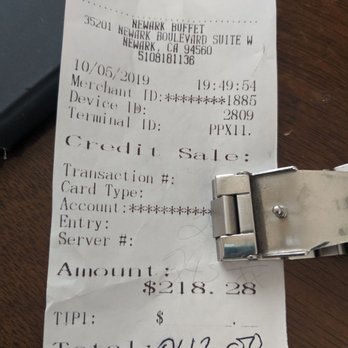 Newark Buffet - This is my receipt for our dinner. - Buffets Near Me - Newark, California Newark Buffet - This is my receipt for our dinner. - Buffets Near Me - Newark, California