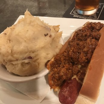 Nostalgia Brewing - Loaded Hot dog and mashed potatoes - Beer Bar Near Me - Gahanna, Ohio Nostalgia Brewing - Loaded Hot dog and mashed potatoes - Beer Bar Near Me - Gahanna, Ohio