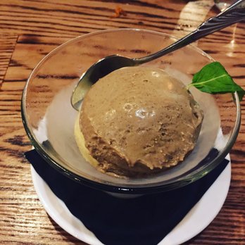 Tolon - Two scoops of house made Vietnamese ice coffee ice cream and bourbon and buttermilk ice cream. Garnished with mint leaf. - New American Near Me - Fort Wayne, Indiana Tolon - Two scoops of house made Vietnamese ice coffee ice cream and bourbon and buttermilk ice cream. Garnished with mint leaf. - New American Near Me - Fort Wayne, Indiana