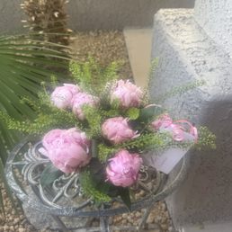 Arrangement I requested- peonies and greenery.