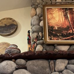 Good Harvest Cafe - First Nations decor with a redwood landscape on the hearth.