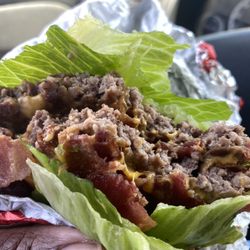 Wendy's - Keto style- no bun, no sugary ketchup and definitely no fries! This hit the my hungry spot.