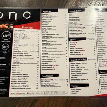 Ono Sushi - Menu - Japanese Near Me - Las Vegas, Nevada