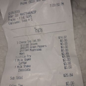 Five Guys - I don't think it should take close to an hour wait for 3 hot dogs, one order of fries and 2 milk shakes.. - Burgers Near Me - Salem, Oregon