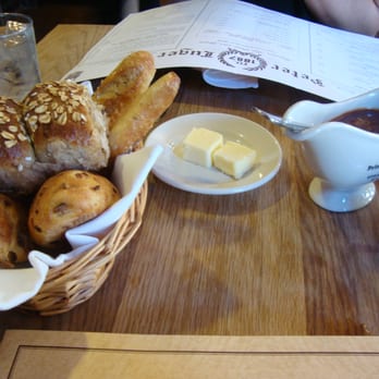 Peter Luger - yummy complimentary bread basket! & their homemade sauce - Steakhouses Near Me - Brooklyn, New York Peter Luger - yummy complimentary bread basket! & their homemade sauce - Steakhouses Near Me - Brooklyn, New York