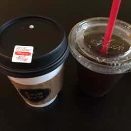 two cups of coffee and a drink