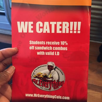 Mr Everything Cafe - Make sure you have that student ID! - Sandwiches Near Me - Atlanta, Georgia Mr Everything Cafe - Make sure you have that student ID! - Sandwiches Near Me - Atlanta, Georgia