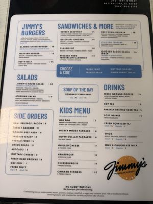 Menu photo 1 Jimmy's Pancake House Bettendorf, IA