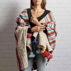 Adobe Design - Moroccan multicolored tassel blanket. Handwoven textiles are made on handmade looms. Beautiful, cozy accessory for your home!