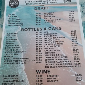 Salty Pint - Drink menu - Sandwiches Near Me - Daytona Beach Shores, Florida