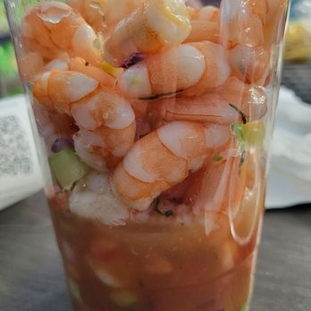 La Cruda Mariscos - We ordered one medium plus one large shrimp cocktail.  This was our leftovers.  Should have shared! - Seafood Near Me - Riverside, California