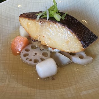 Restaurant Anzu - Broiled Misoyaki Black Cod with Japanese vegetables and truffle dashi broth - Japanese Near Me - San Francisco, California Restaurant Anzu - Broiled Misoyaki Black Cod with Japanese vegetables and truffle dashi broth - Japanese Near Me - San Francisco, California