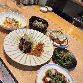 Thirty Eight - Short rib, hamachi, potatoes, calamari, choi sum, and octopus. - Seafood Near Me - Urban Honolulu, Hawaii Thirty Eight - Short rib, hamachi, potatoes, calamari, choi sum, and octopus. - Seafood Near Me - Urban Honolulu, Hawaii