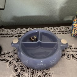 Fourth Street Vintage - Infants food warming bowl. Two ceramic inlets. Late 1940's era.