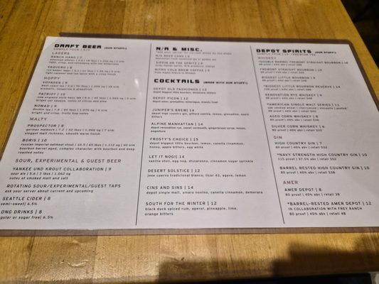Menu photo 5 The Depot Craft Brewery Distillery Reno, NV Menu photo 5 The Depot Craft Brewery Distillery Reno, NV