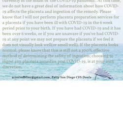 A Carried Bliss - Covid waiver on placenta services